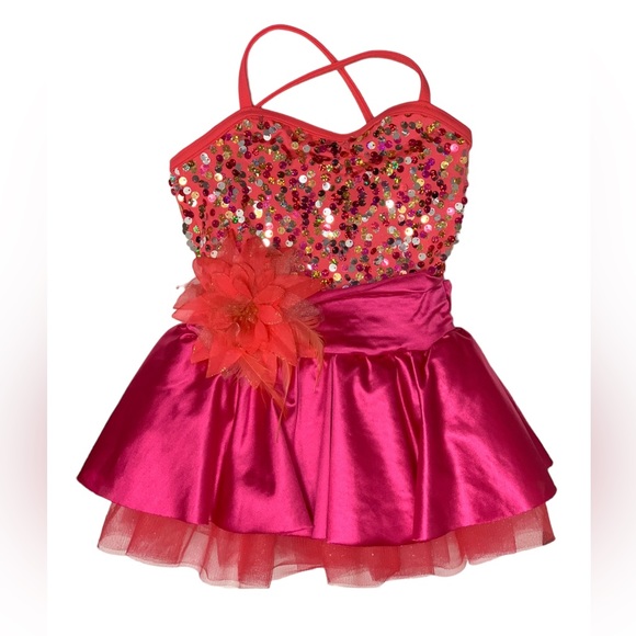 Weissman Dance Pageant Costume on piece outfit dress, sequins, child XS - Picture 1 of 8